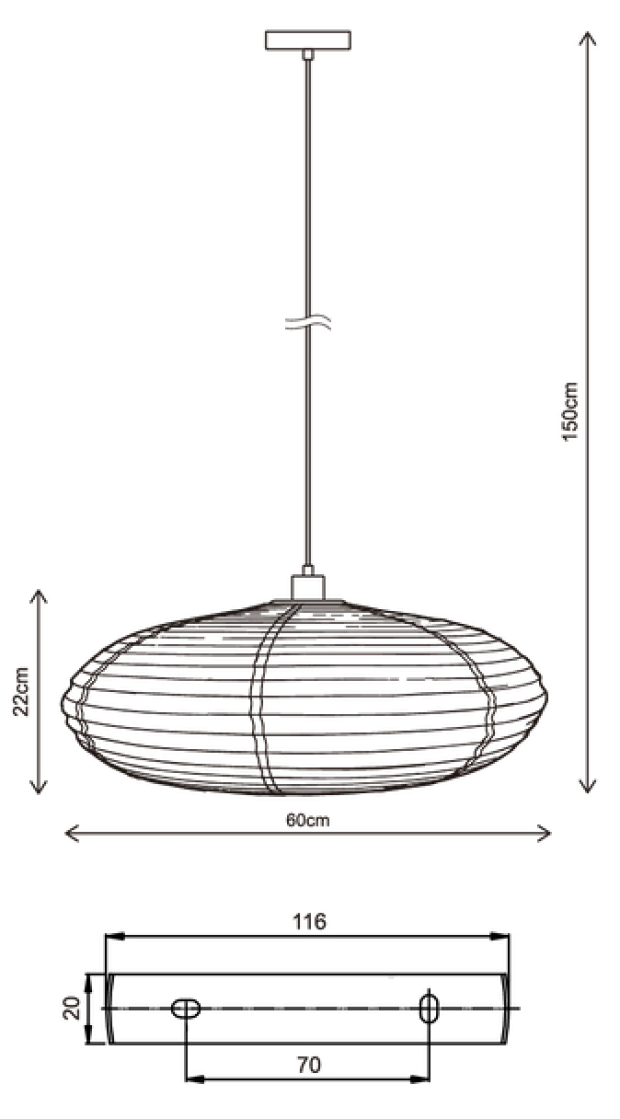 Mona taklampe 60cm beige