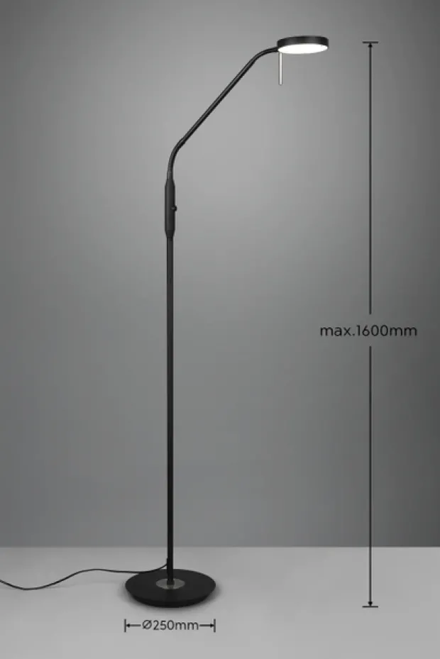 Monza LED leselampe gulv 145cm sort