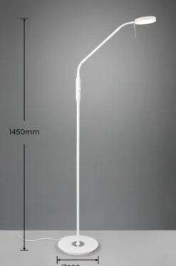 Monza LED leselampe gulv 1lys 145cm hvit