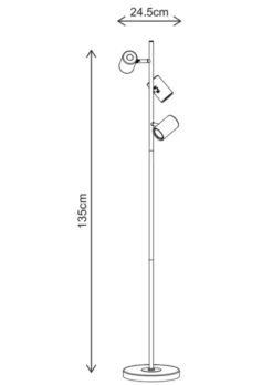 Noor II leselampe gulv 3lys 135cm sort