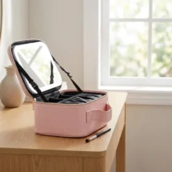 Pink sminkeveske med speil