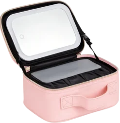 Pink sminkeveske med speil