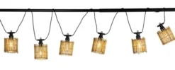 Rattan lyslenke IP44 6lys natur