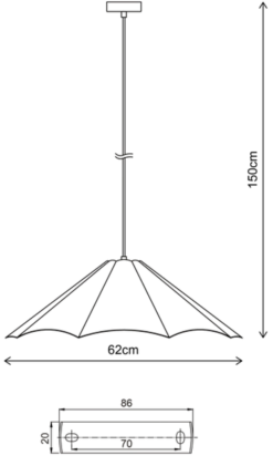 Sanna taklampe 62cm eikefiner