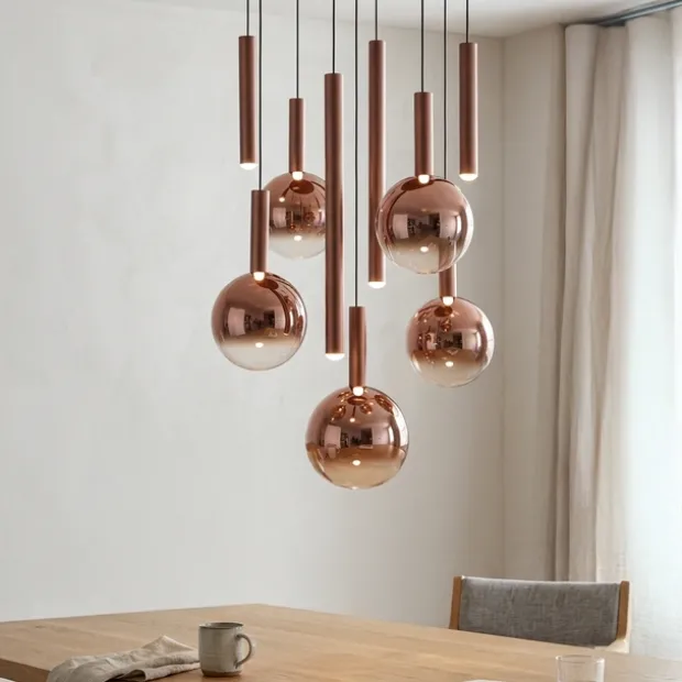 Serena taklampe rondell 9lys 62cm brun