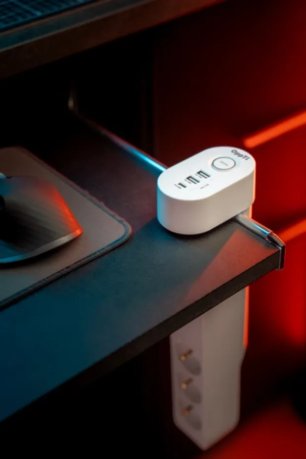 Skjøteledning hengende 3-veis & USB porter hvit