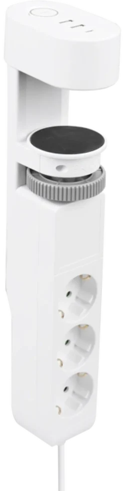 Skjøteledning hengende 3-veis & USB porter hvit