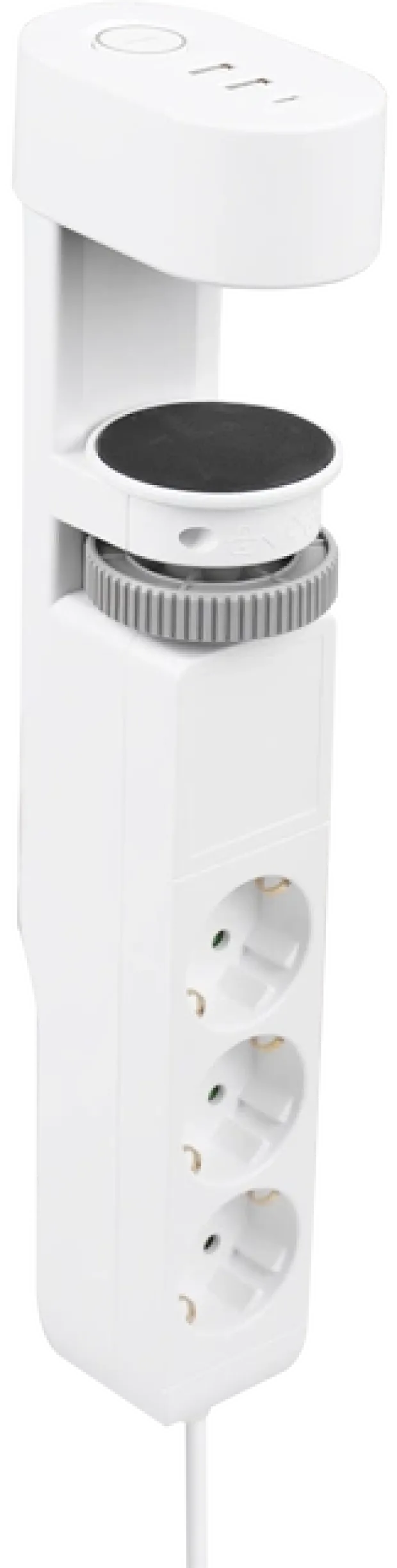 Skjøteledning hengende 3-veis & USB porter hvit