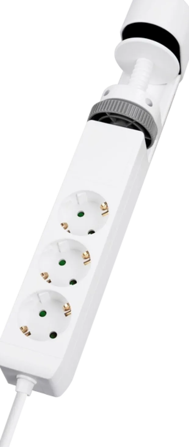 Skjøteledning hengende 3-veis & USB porter hvit