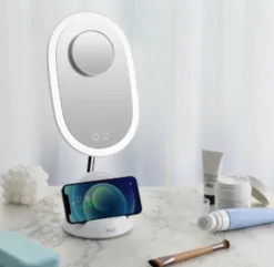 Sminkespeil LED med stativ 41,5cm hvit