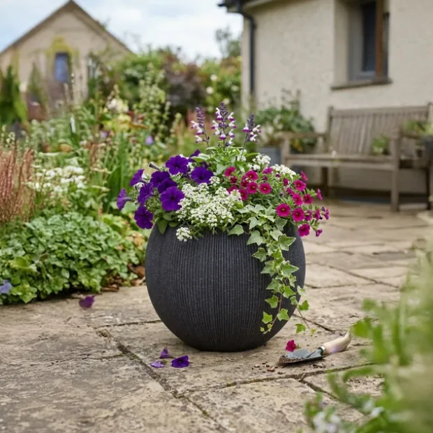 Stone blomsterpotte 53cm sort