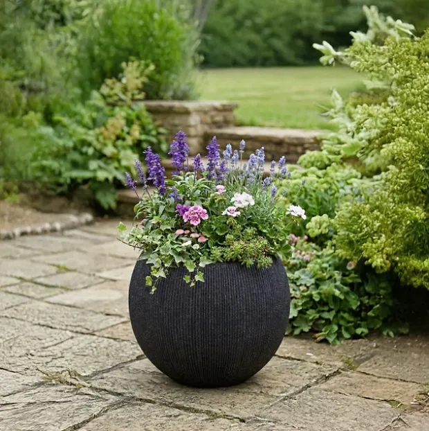Stone blomsterpotte 37cm sort