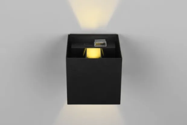Talent LED oppladbar vegglampe IP44 10cm sort