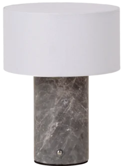 Tingeling marble oppladbar bordlampe 20cm grå
