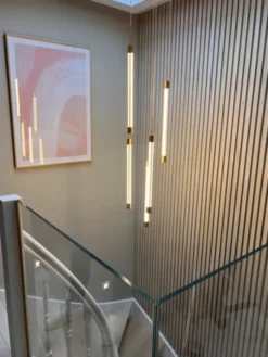 Tube taklampe rondell 5lys 35cm gull