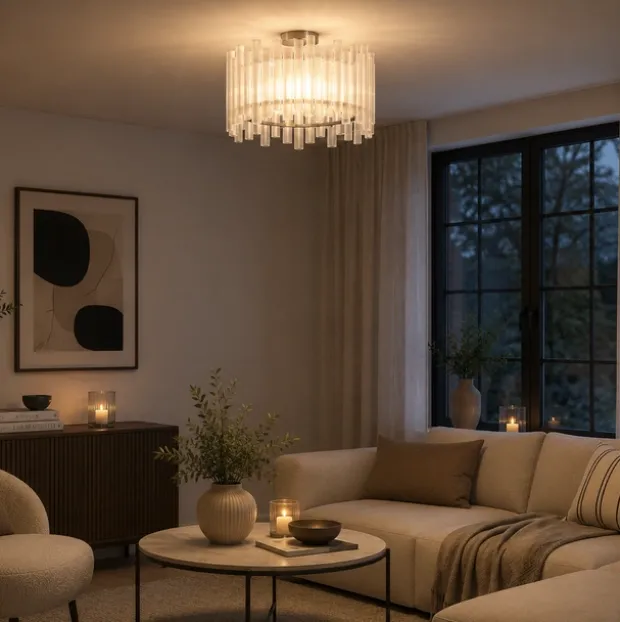 Venice slim plafond taklampe 45cm hvit/krom