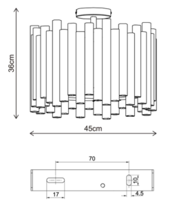 Venice slim plafond taklampe 45cm hvit/krom