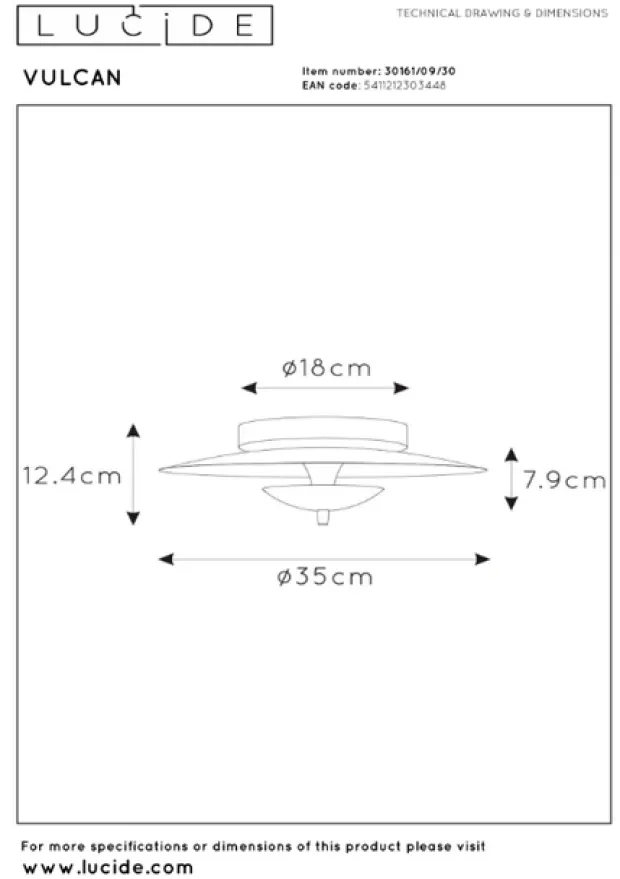 Vulcan LED plafond taklampe 38cm sort