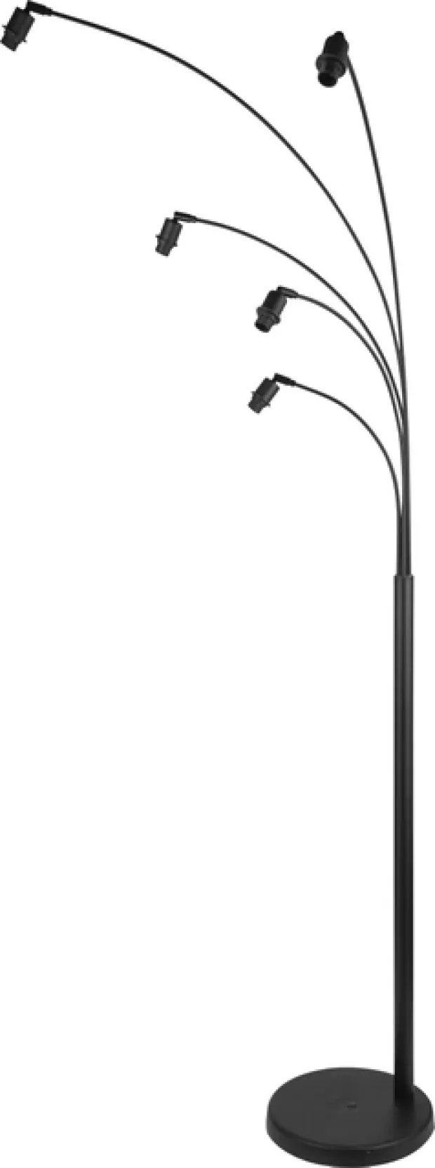 Zeba gulvlampe uten skjermer 5lys 207cm sort