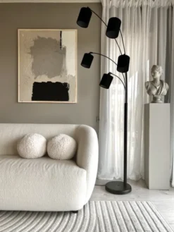 Zeba gulvlampe uten skjermer 5lys 207cm sort