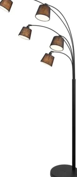 Zeba gulvlampe uten skjermer 5lys 207cm sort