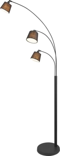Zeba gulvlampe uten skjermer 3lys 207cm sort